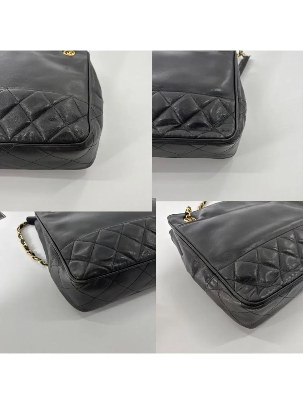 Chanel Lambskin Shoulder Bag Gold Black